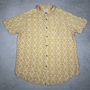 Rhythm Shirt Mens XL Yellow Floral Kasbah Short Sleeve Button Up Pocket Rayon